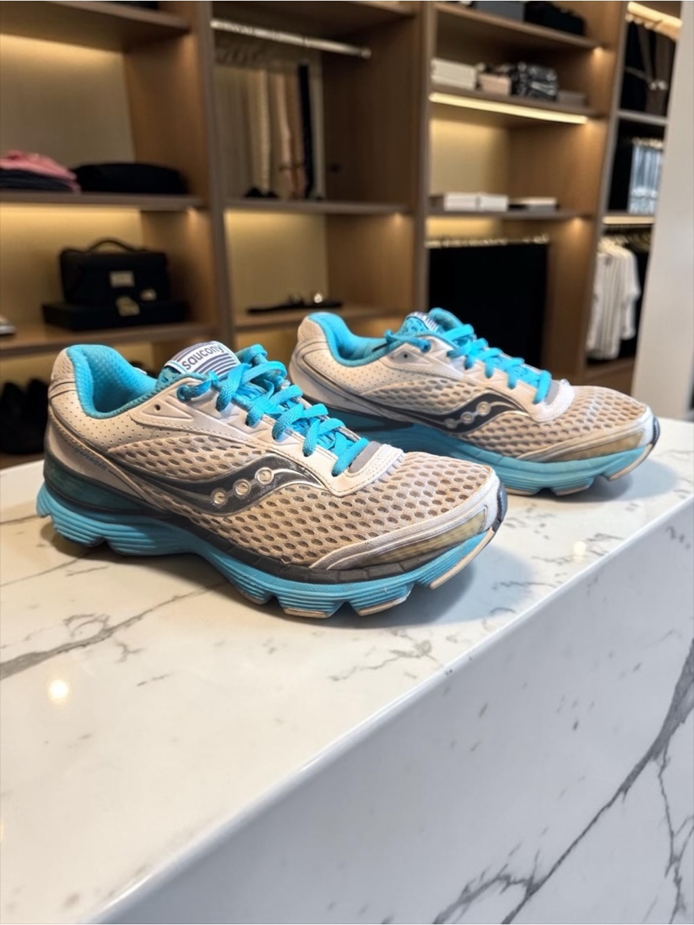 Saucony Shadow Genesis Womens Teal White Running Shoes Sneakers Size 9 15105-1 - Picture 1 of 7
